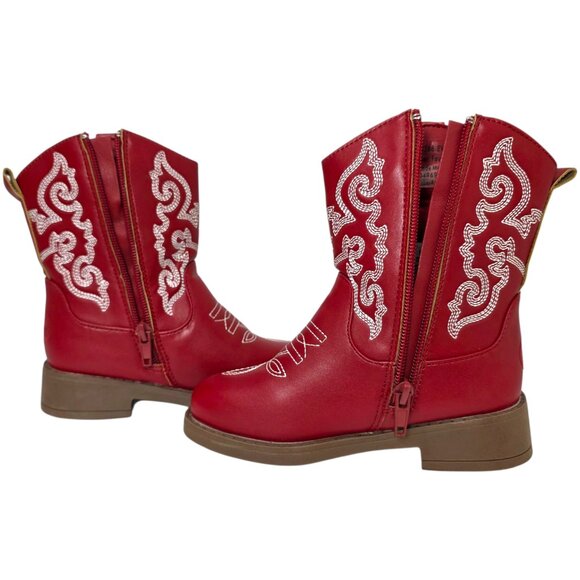 Pawz Cowboy Western Boots Little & Big Boys Zipper Closure Embroidered Detail - Picture 7 of 13